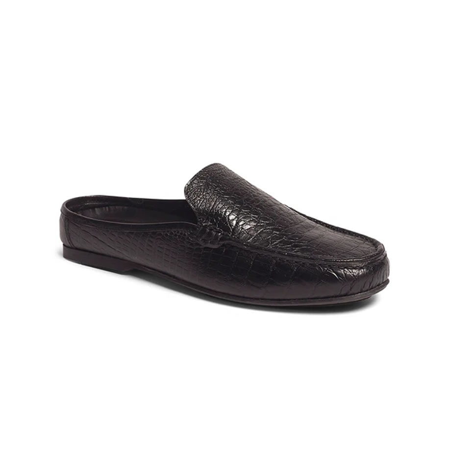 Carlos Mens Hades Croco Mule Slip-on Shoes Casual Comfort black